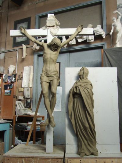 Cristo crocifisso e Maria, creta, 2005