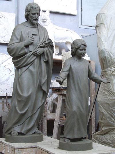 San Giuseppe e Gesù Bambino, creta (h cm 160), 2015