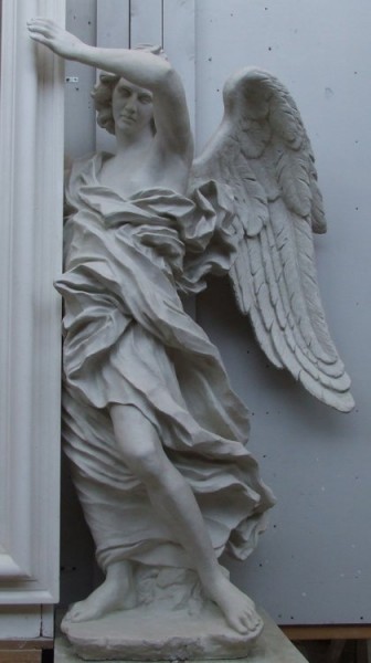 Plaster angel (h cm. 157), copy modeled in clay from original of the Raggi sculptor (S. Maria del Popolo, Rome)