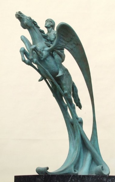 Pegasus and Bellerophon, bronze, h 110 x 47 x 63, 2002