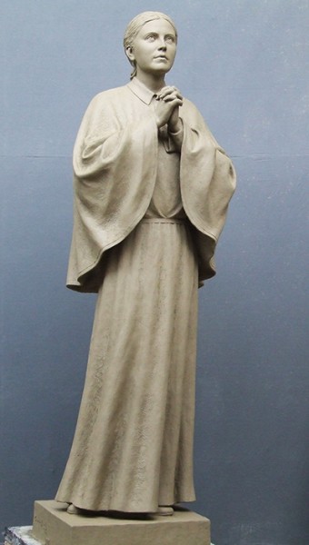 Saint Gemma Galgani, clay statue, h cm 165 (2021)