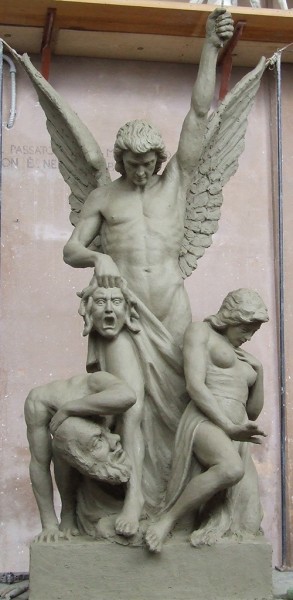 San Michele Arcangelo, (h cm 100) gruppo in creta, 2015